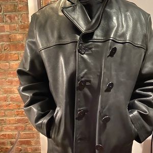 Men’s leather pea coat